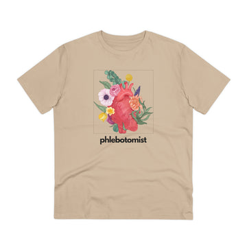 Floral Heart Phlebotomist, Organic T-shirt - Unisex