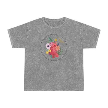 Oncology nurse floral heart, Unisex Mineral Wash T-Shirt