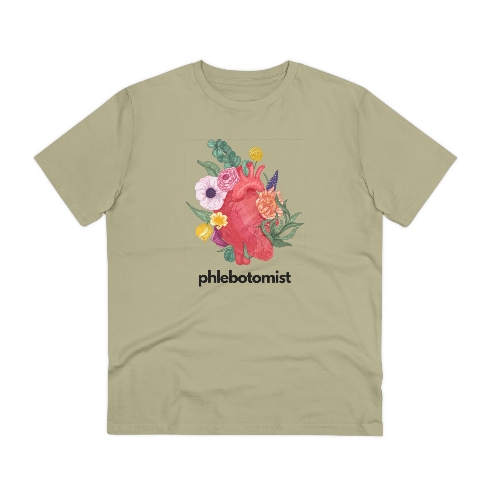 Floral Heart Phlebotomist, Organic T-shirt - Unisex