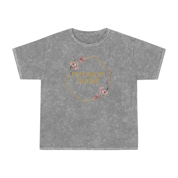 Infusion Nurse golden floral, Unisex Mineral Wash T-Shirt