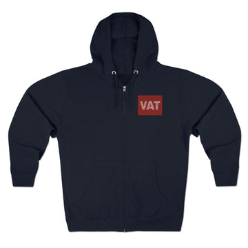 All Words VAT Crimson block style Unisex Premium Full Zip Hoodie